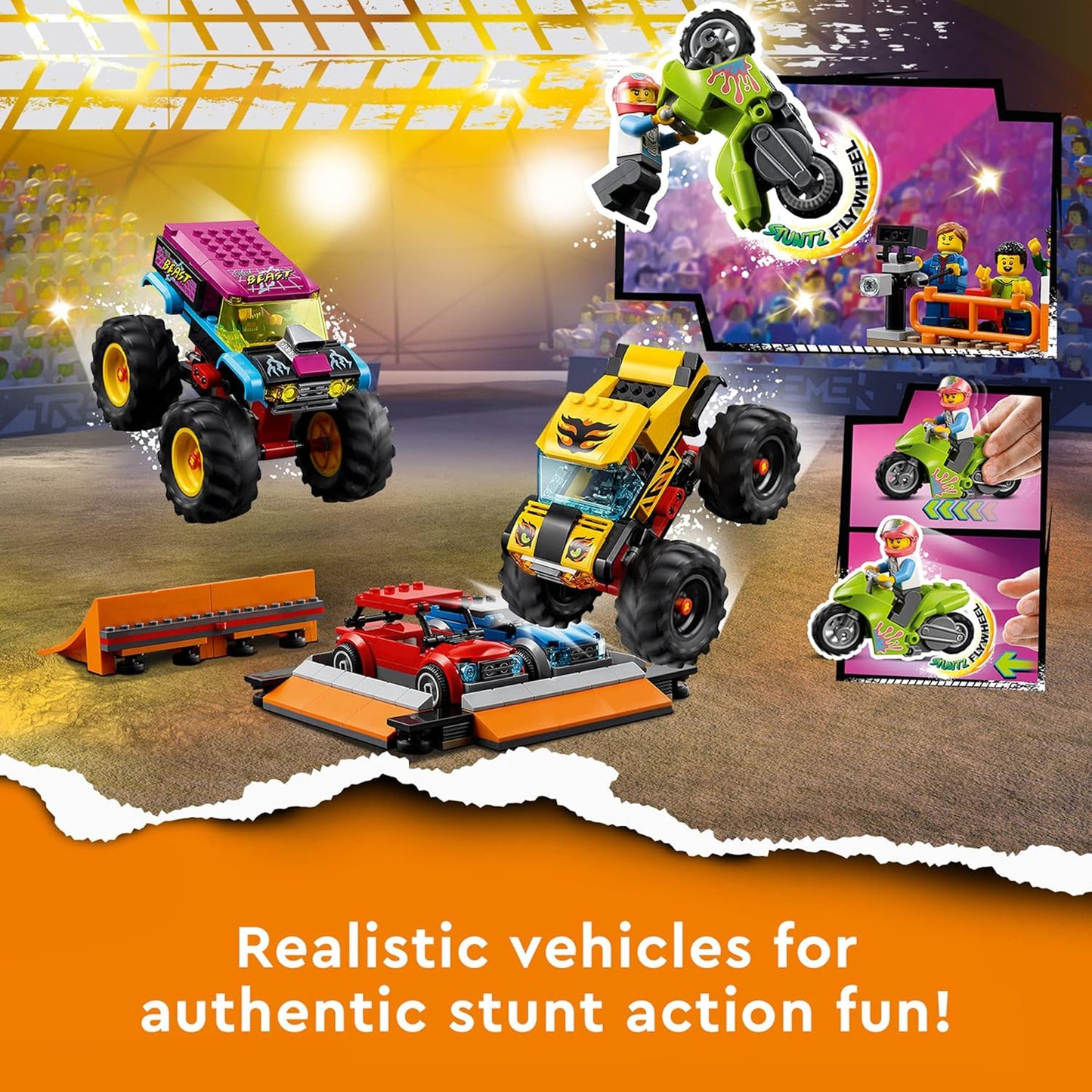 LEGO Stunt Show Arena 60295 Toy Building Kit for Baby w/ 668 Pieces, Multicolor (Like New, No Retail Box)