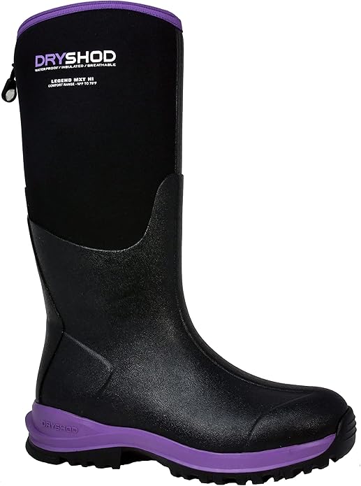 Dryshod Legend MXT Waterproof Rubber Boots for Womens, Size 7 - Black/Pink (New)