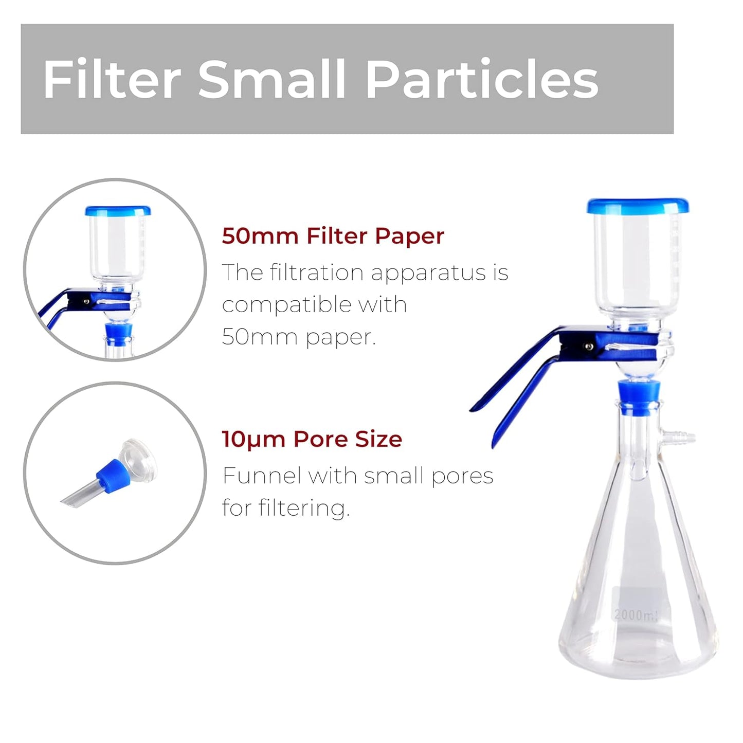 Fristaden Lab Vacuum Filtration Distillation Apparatus, 1000mL Filtering Flask (Like New)