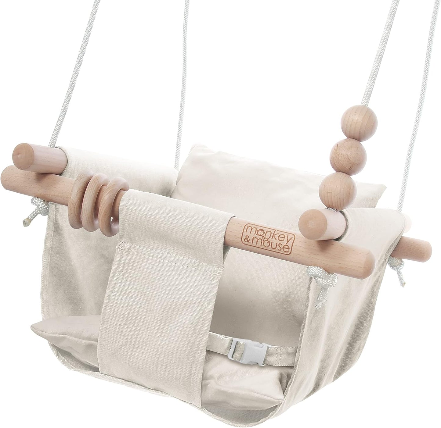 Monkey & Mouse Indoor-Outdoor Portable Baby Swing/Hanging Chair, Beech Wood (Like New, No Retail Box)