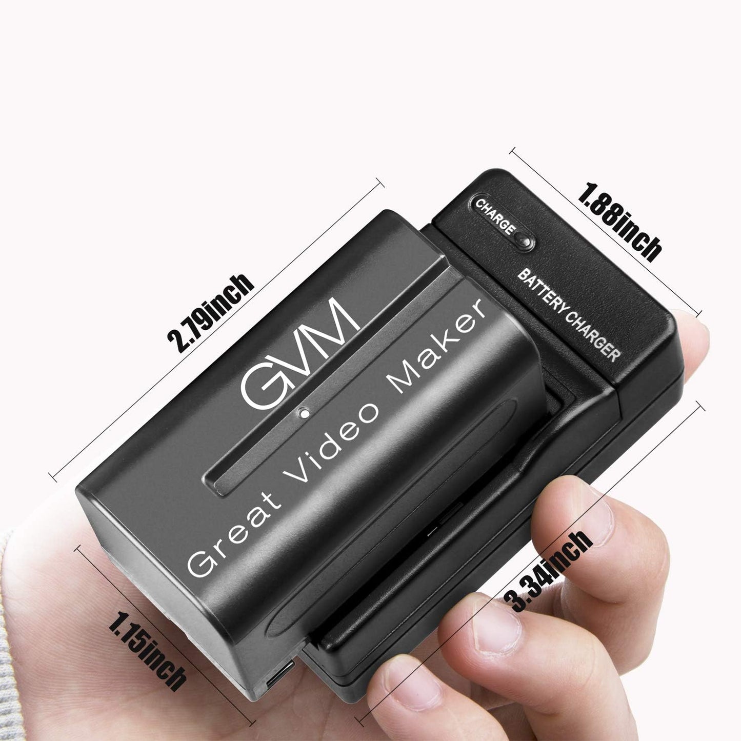 GVM Great Video Maker Batteries with Travel Chargers for Camera, 4400mAh - Black (Like New)