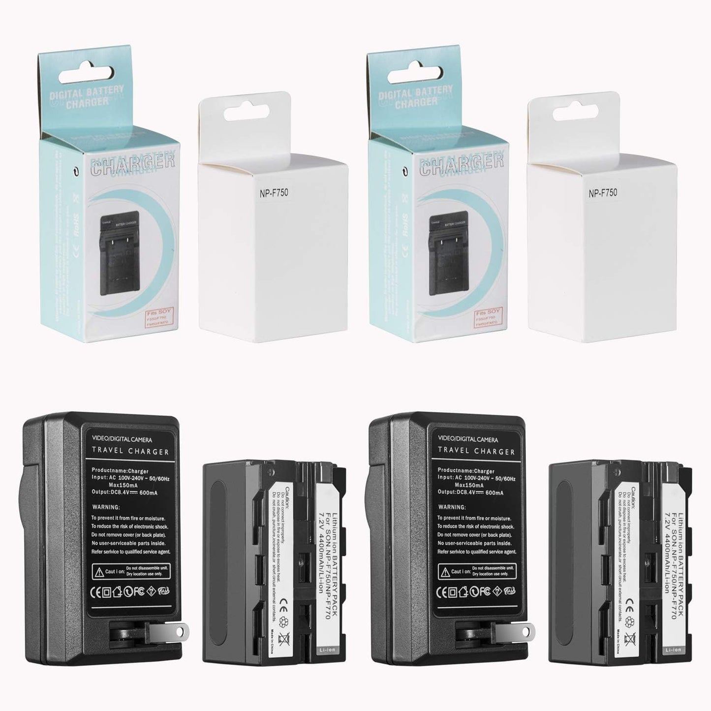 GVM Great Video Maker Batteries with Travel Chargers for Camera, 4400mAh - Black (Like New)