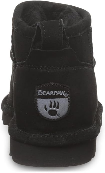 BEARPAW Women's Shorty Boot, 23.5cm Shaft, Rubber Sole Material, Black - Size 8 (Like New)