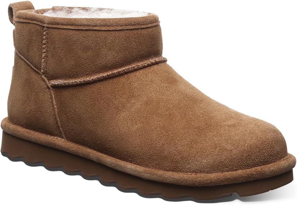 BEARPAW Women's Shorty Boot, 23.5cm Shaft, Rubber Sole Material, Black - Size 8 (Like New)