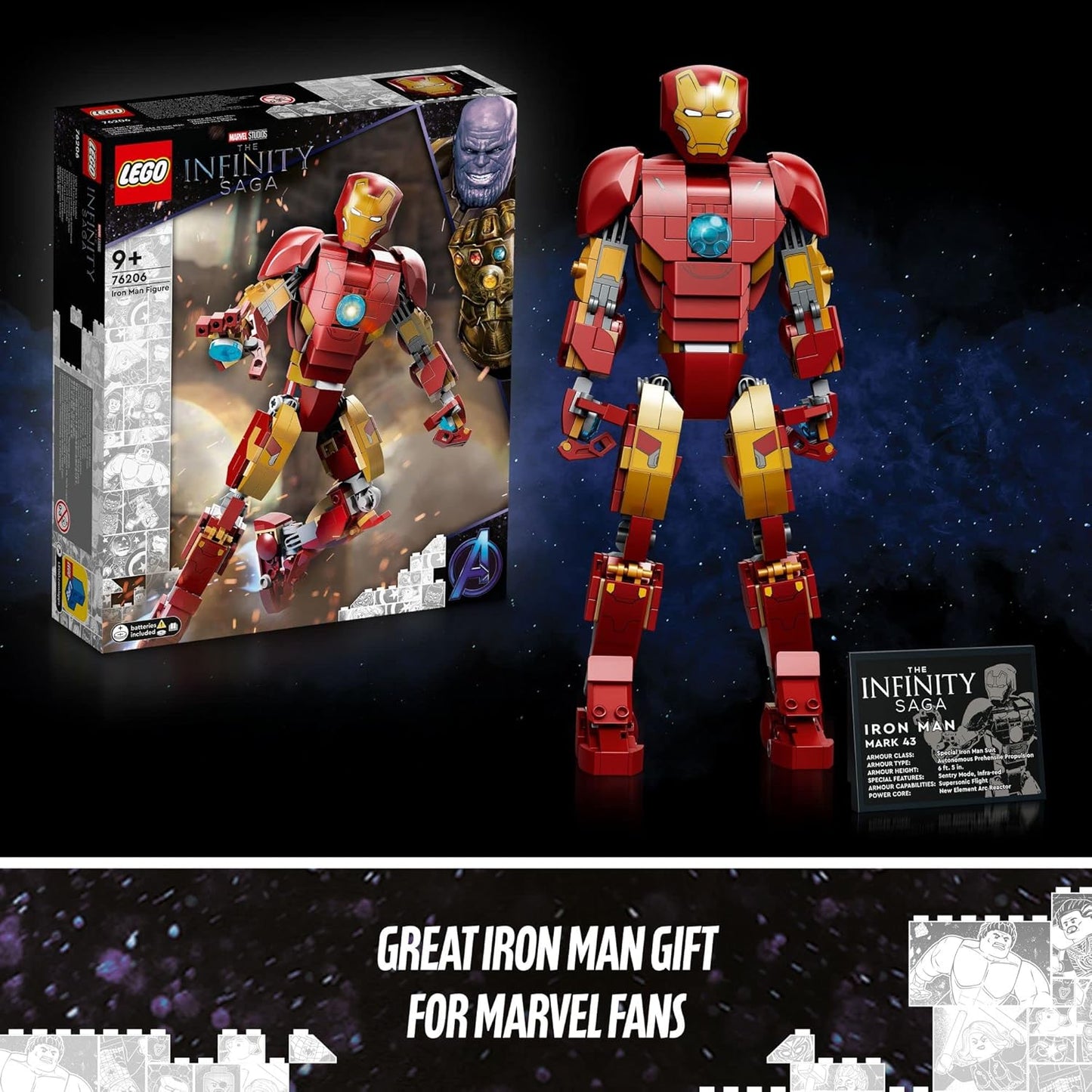 LEGO Marvel Iron Man Figure Collectible Buildable Toy for Kids - 381 Pieces (New, Damaged Retail Box)
