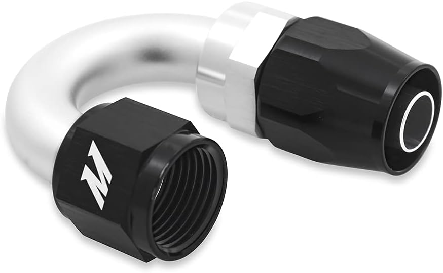 Mishimoto MMFT-SW-12-180 -12AN Black Aluminum Braided Line Fitting, 180 Degree (New)