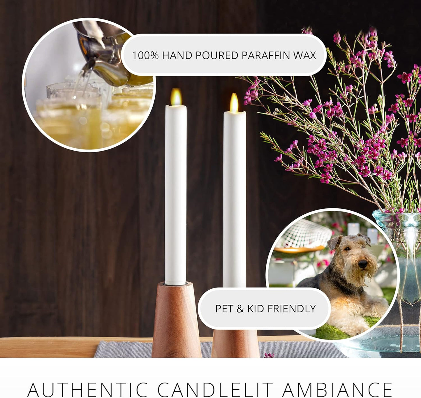 Luminara Energy Efficient Moving Flame Flameless LED Taper Candle, Melted Edge (Like New)