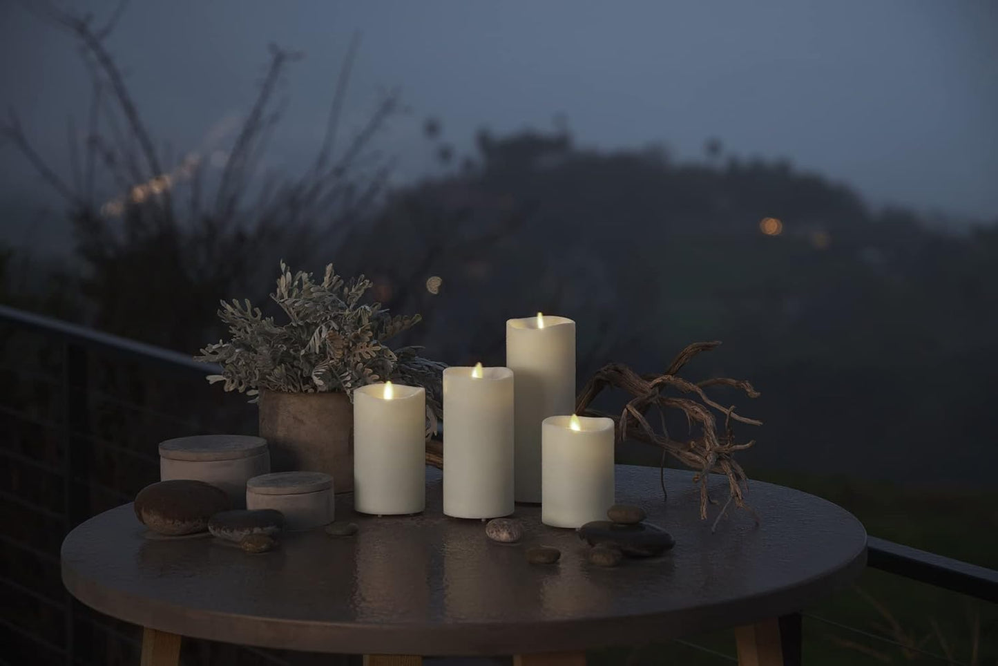 Luminara Outdoor Moving Flame Cordless LED Candle for Decor, White, 3.25" x 4.5" (Used)