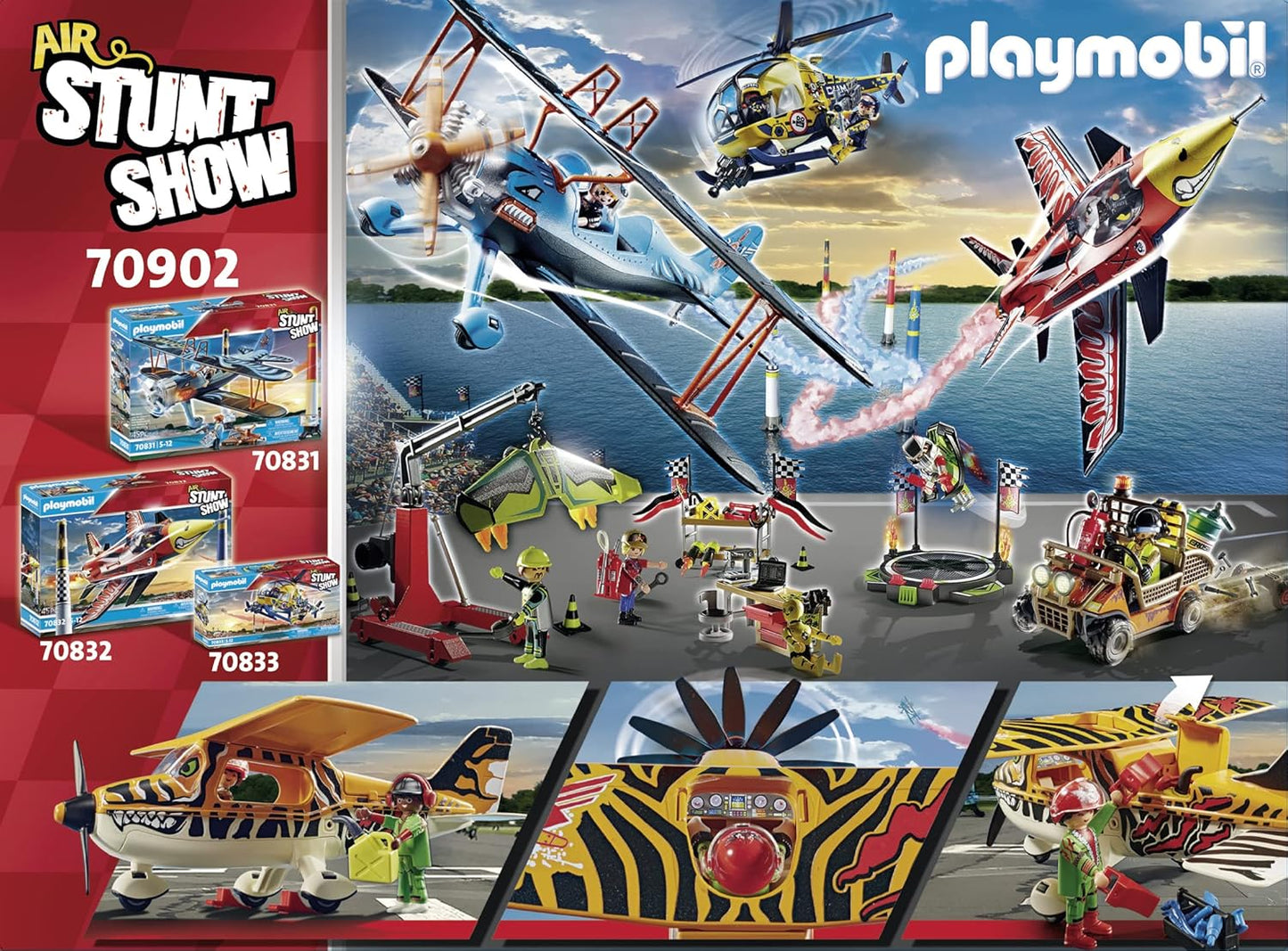 Playmobil Air Stunt Show Tiger Propeller Plane Toy Playset - 43 Pieces, One Size (Like New, No Retail Box)
