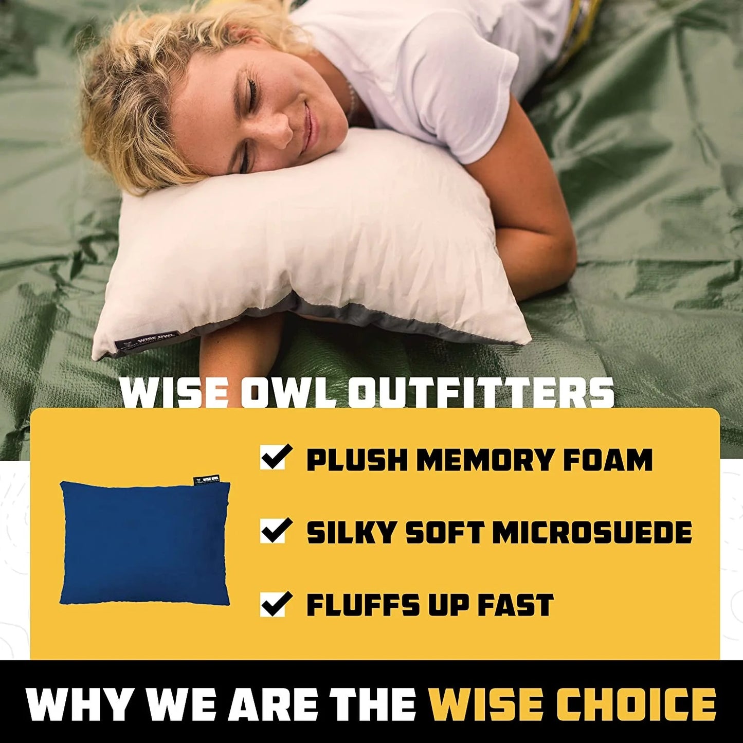 Wise Owl Outfitters Camping Essentials & Travel Washable Pillow, Medium - Rust- (Like New)