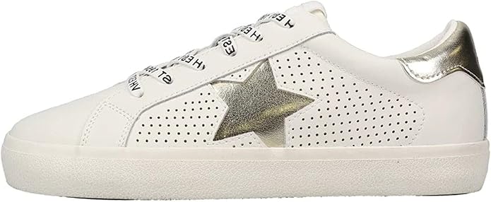 VINTAGE HAVANA Womens Gadol Perforated Casual Sneakers Shoes, Gold & White - 6.5 (Like New)