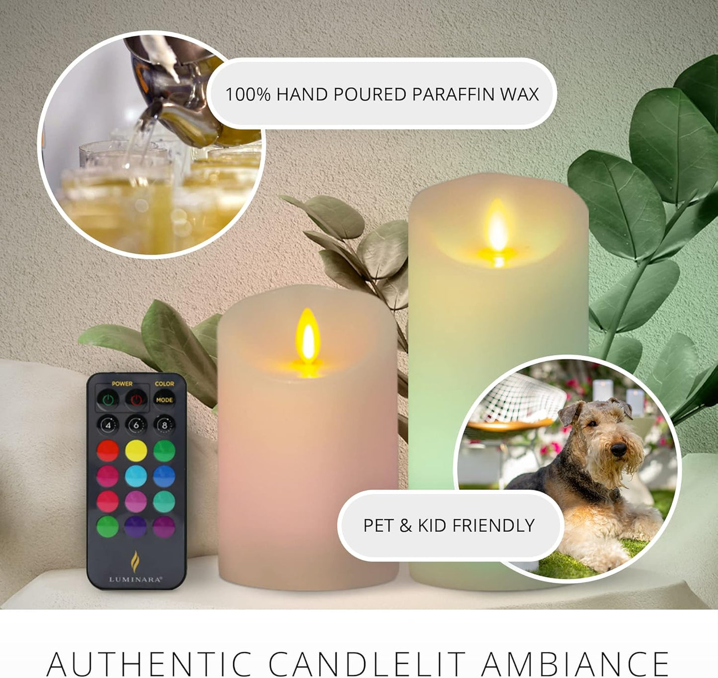Luminara Paraffin Wax Flameless Changing LED Candle for Indoor, Battery Operated (Like New)