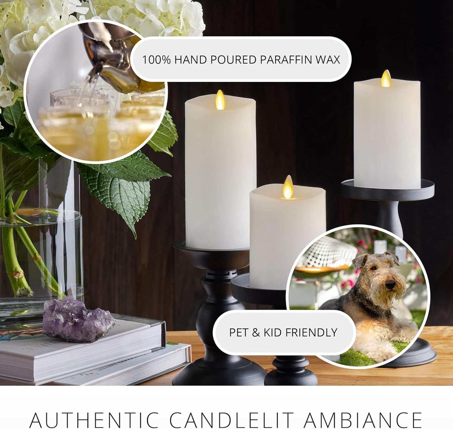 Luminara Flameless Indoor Moving Flame LED Candle for Decoration, Set of 3 (Like New)