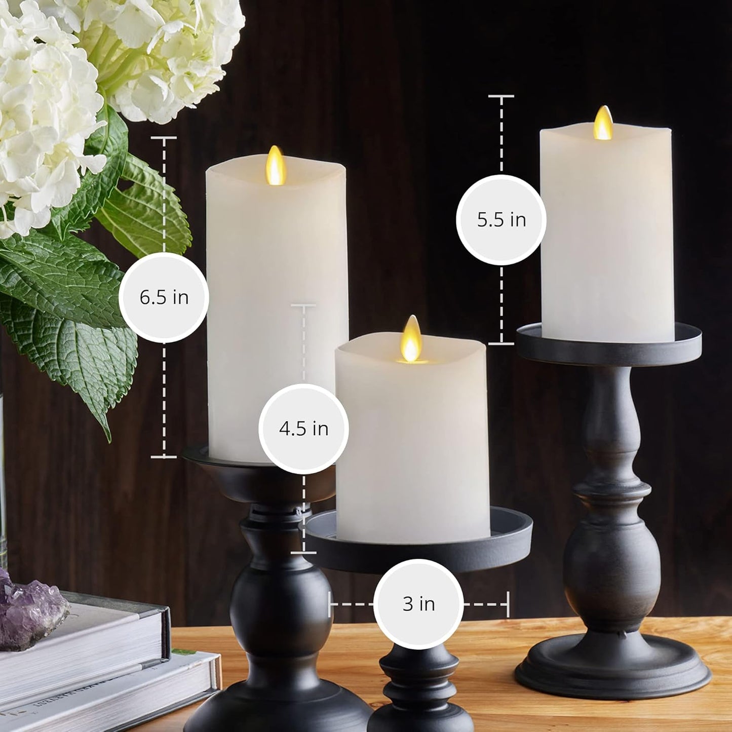Luminara Flameless Indoor Moving Flame LED Candle for Decoration, Set of 3 (Like New)