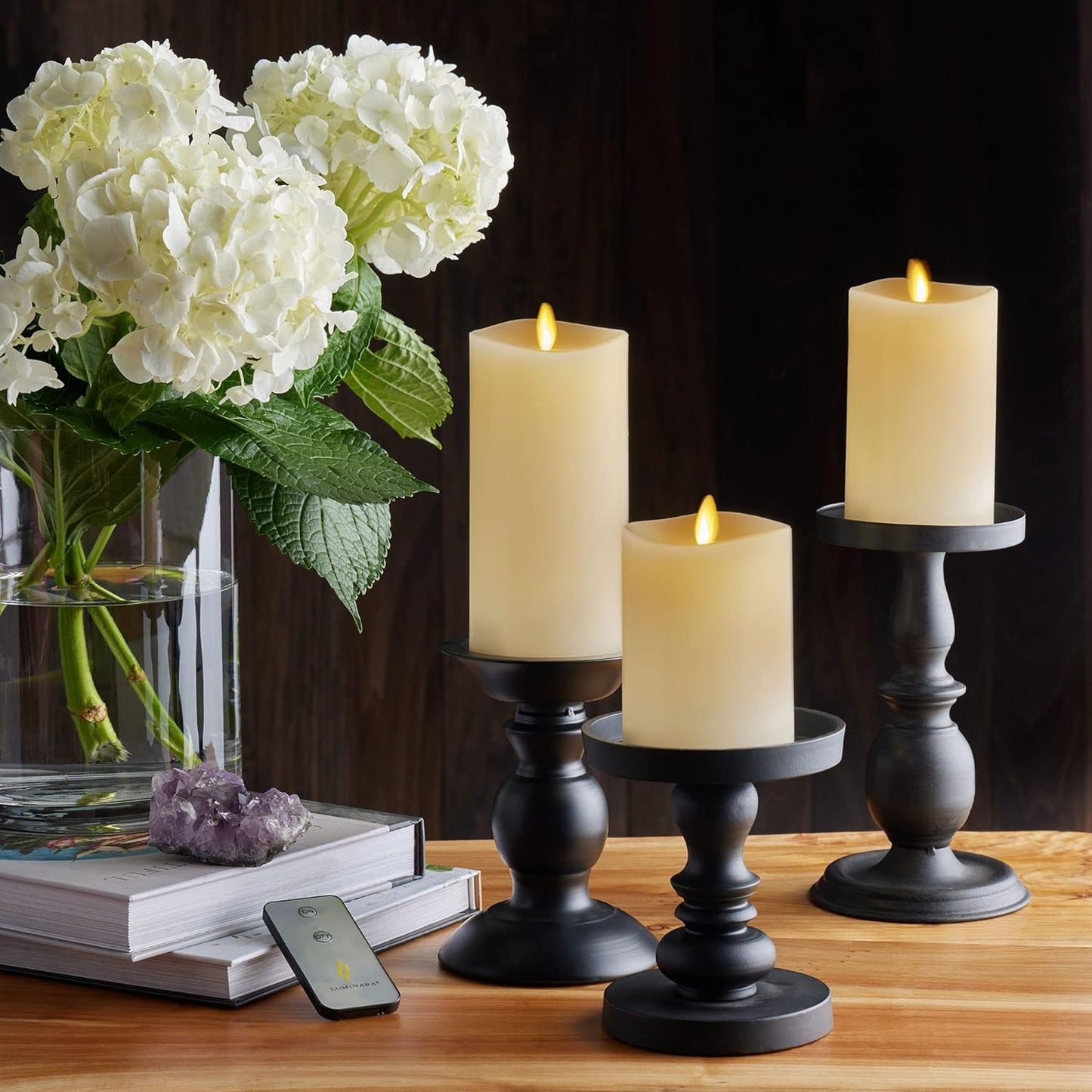 Luminara Realistic Battery Operated Flameless Pillar Candles, Moving Flame (Used)
