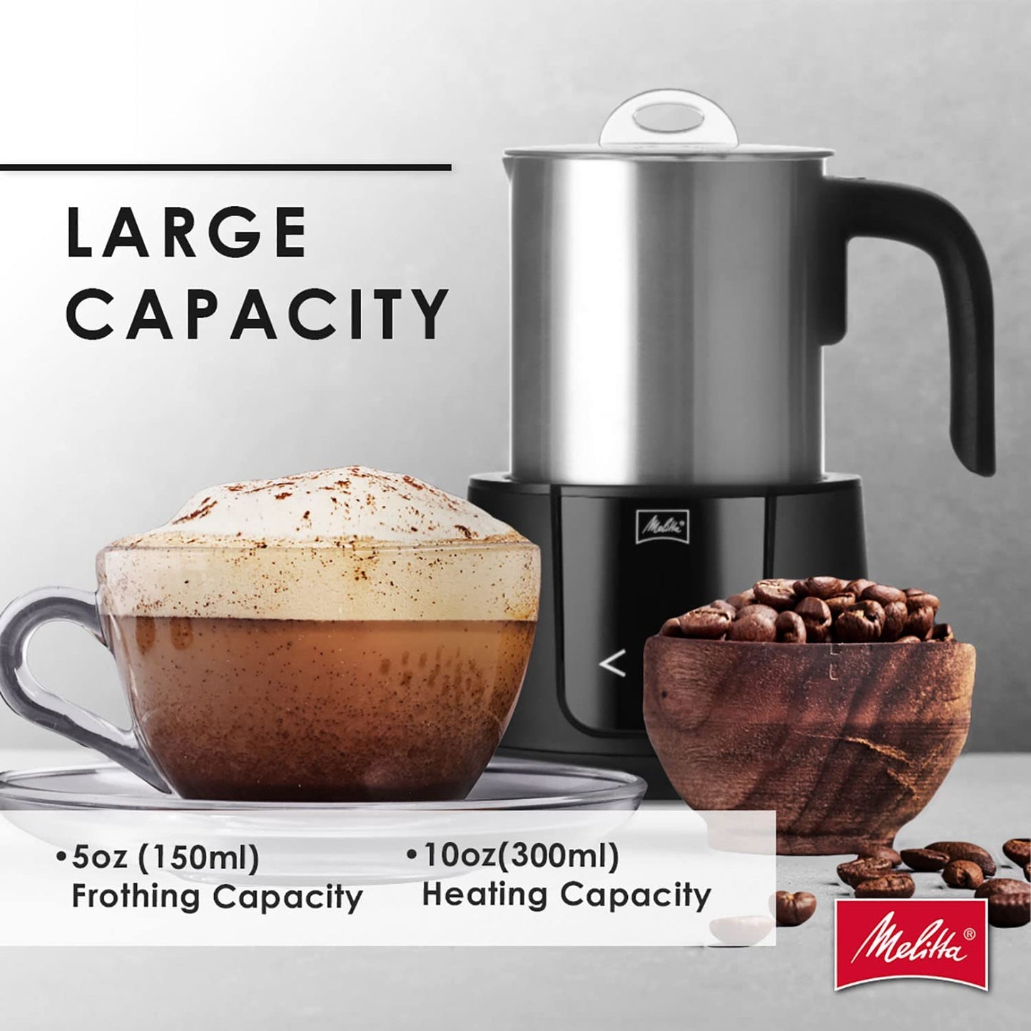 Melitta Montalatte Hot & Cold Electric Milk Frother, 350ml - Stainless Steel (Like New)