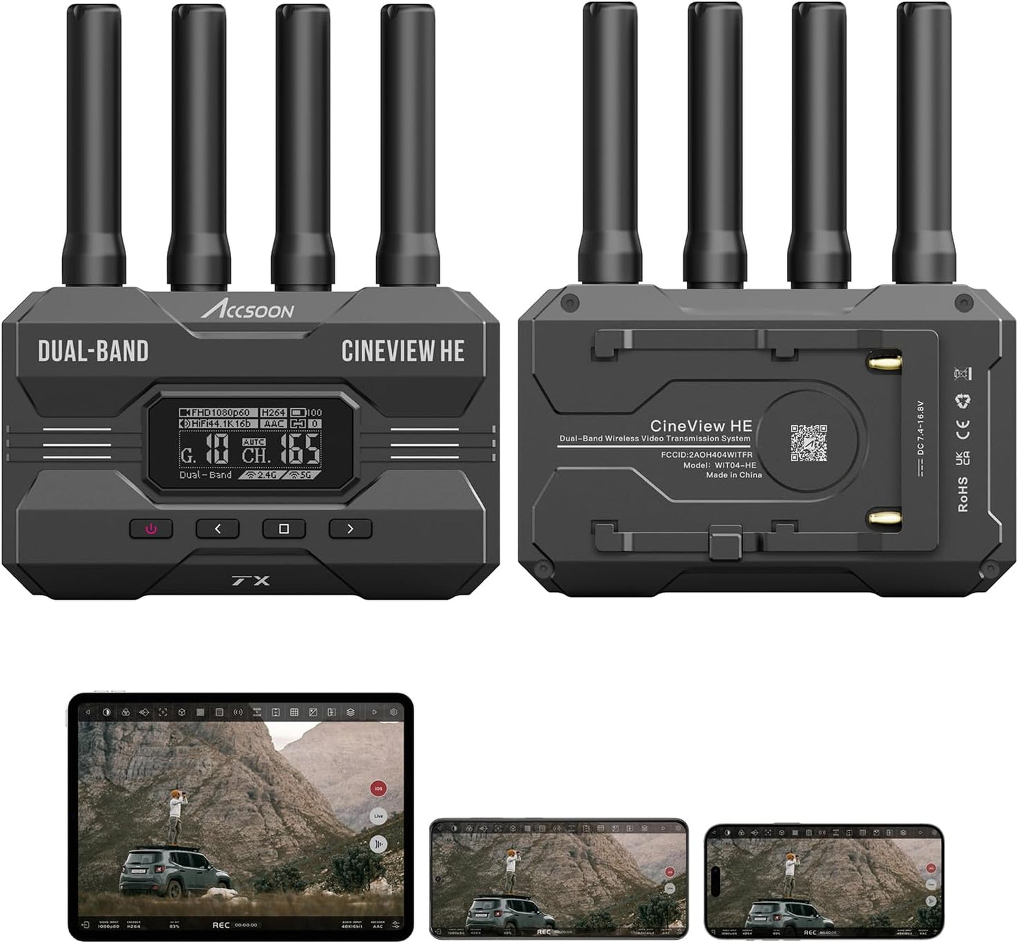 Accsoon WIT04-HE Dual-Band HDMI Wireless Video Transmitter/Receiver, CineView HE (Like New)