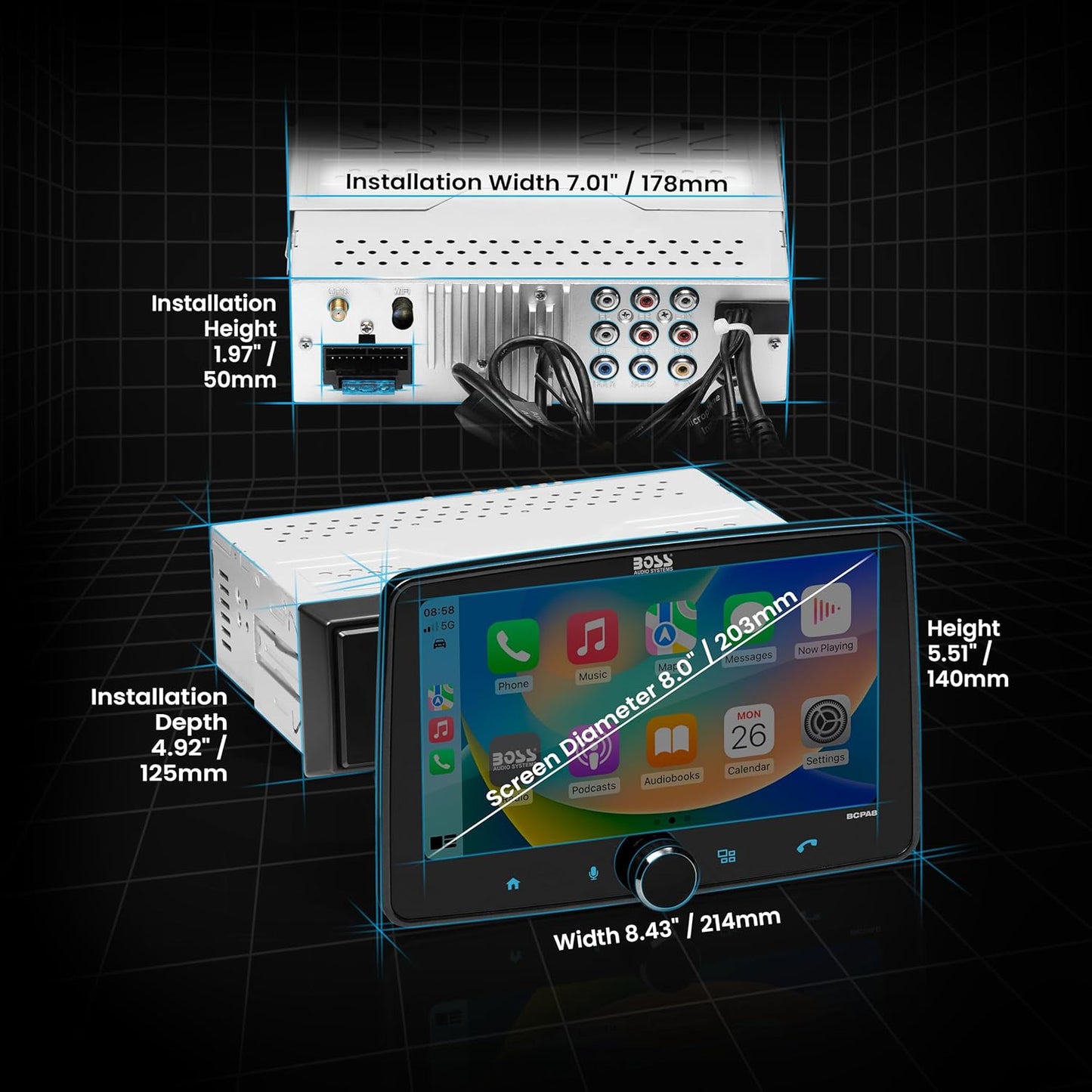 BOSS Audio Systems RCA BCPA8 Car Audio Stereo Wireless Apple CarPlay, 4 Channels (Like New)