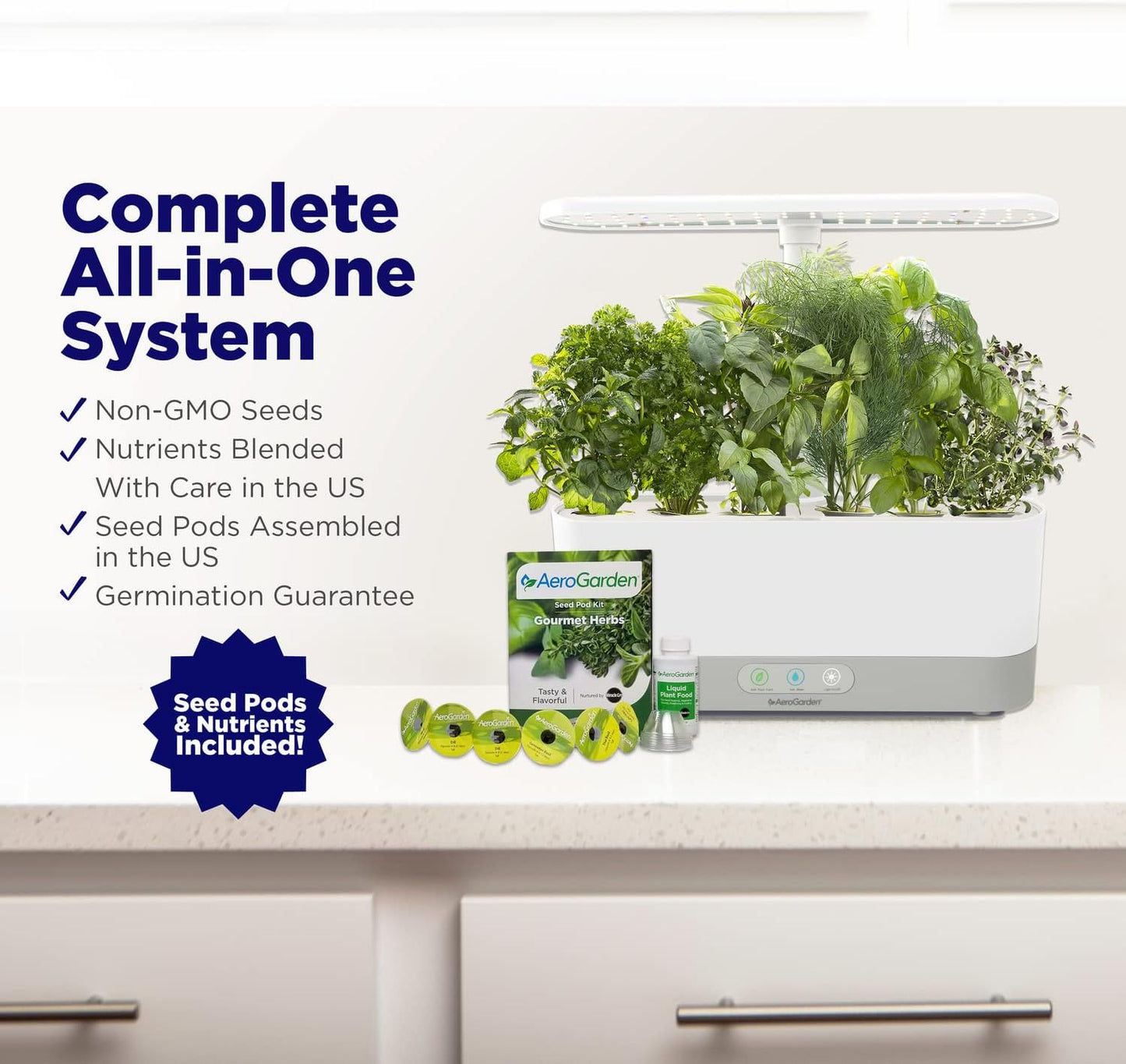 Aerogarden Harvest Slim Indoor Hydroponic System w/ LED Grow Light and Herb Kit (Like New)