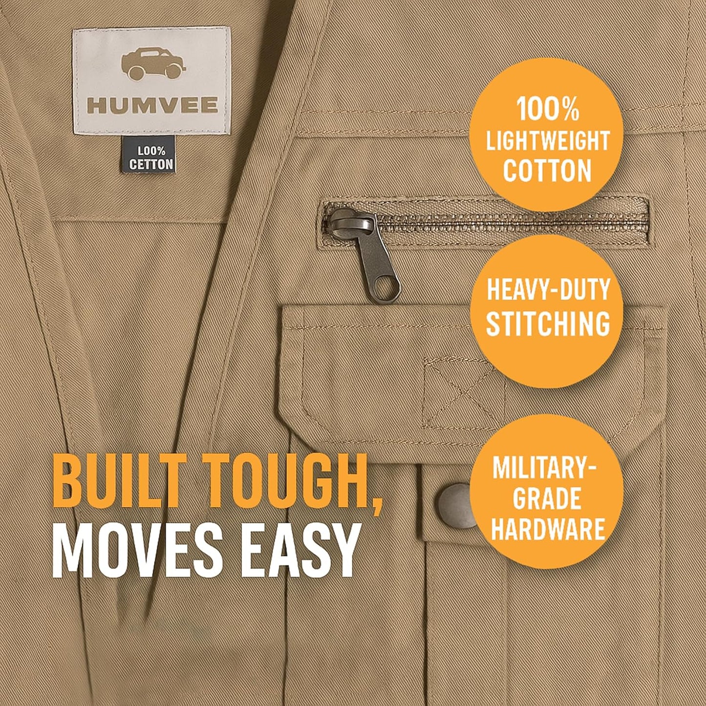 CAMPCO Humvee Photography Utility Vest w/ 21 Pockets for Camping & Travel, Khaki (Like New)