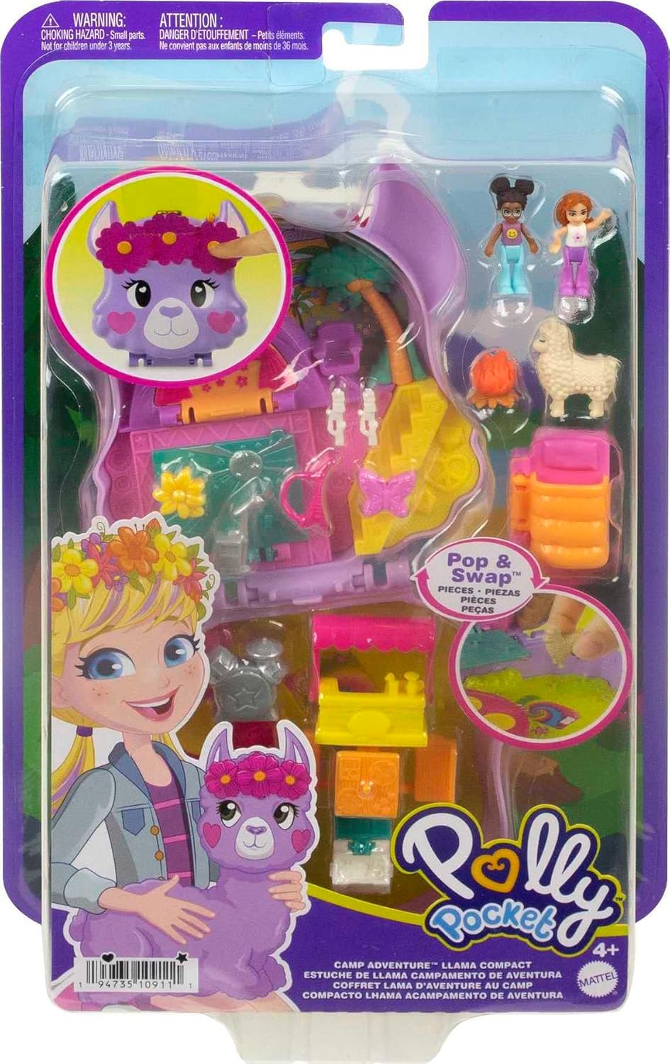 Polly Pocket Flower Compact Plastic Playset Toy for Kid, 14 Pieces, Small Size (Like New)
