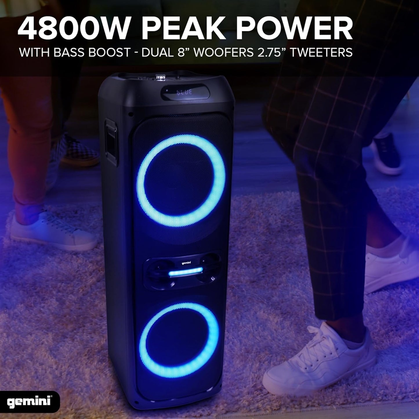 Gemini Sound GHK-2800 Party Speaker with Microphone and Remote, Black - Size 8" (Like New)