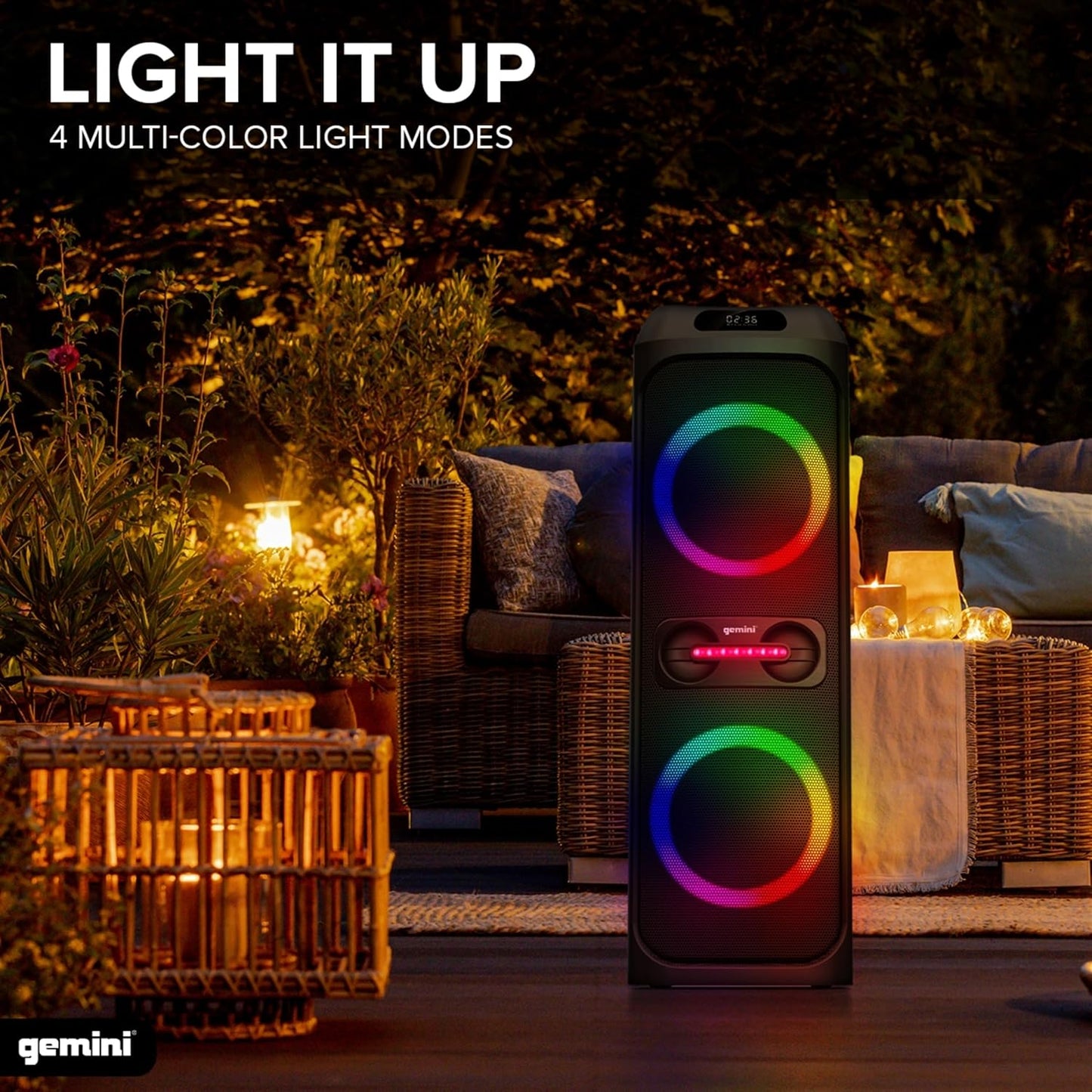 Gemini Sound GHK-2800 Party Speaker with Microphone and Remote, Black - Size 8" (Like New)