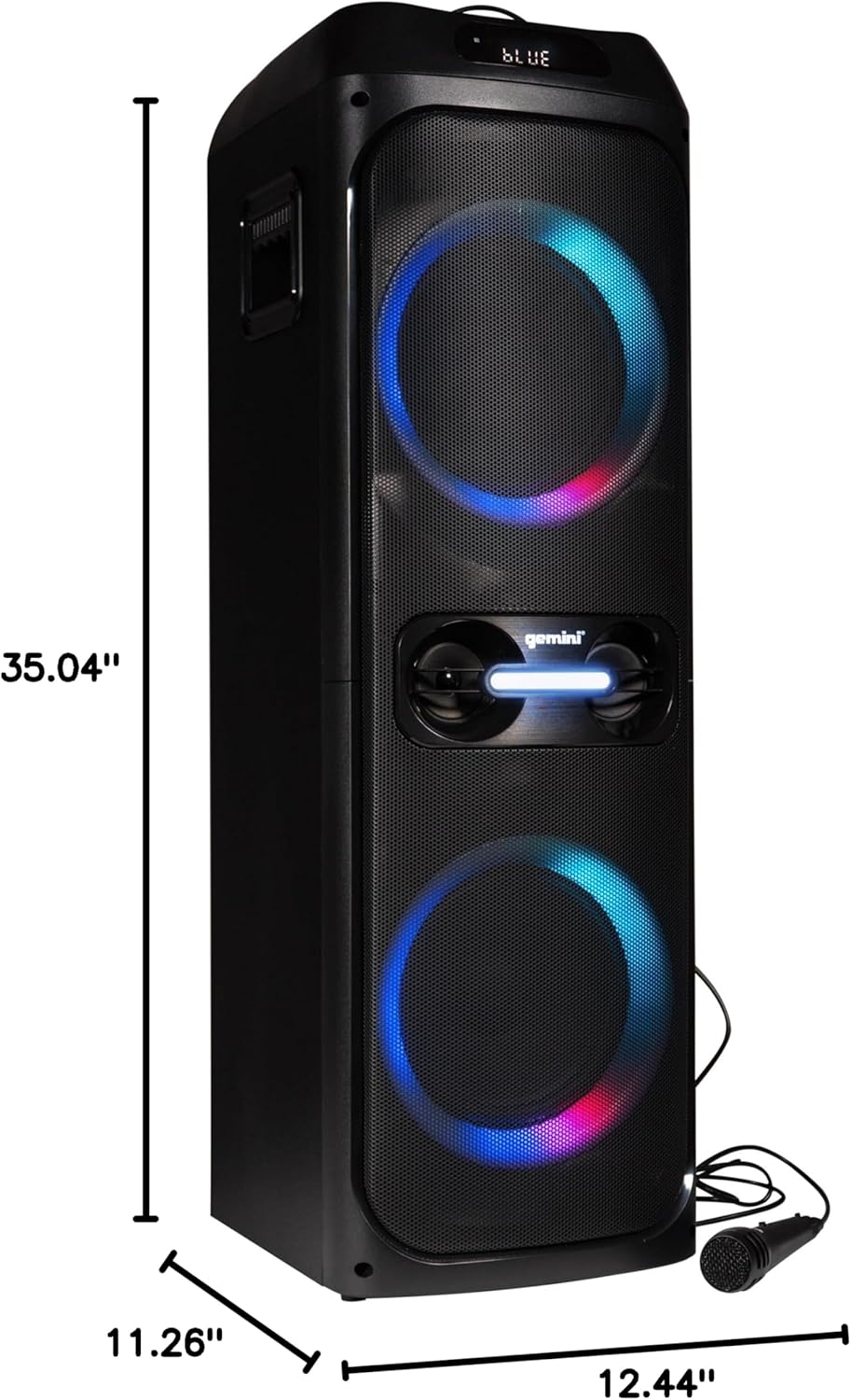Gemini Sound GHK-2800 Party Speaker with Microphone and Remote, Black - Size 8" (Like New)