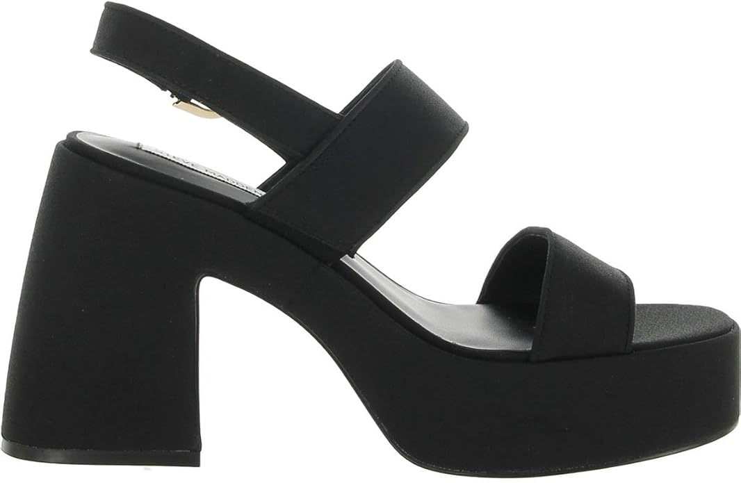 Steve Madden Women's Valory Heeled Sandal, Synthetic Rubber Sole - Black, Size 8 (Like New, Damaged Retail Box)