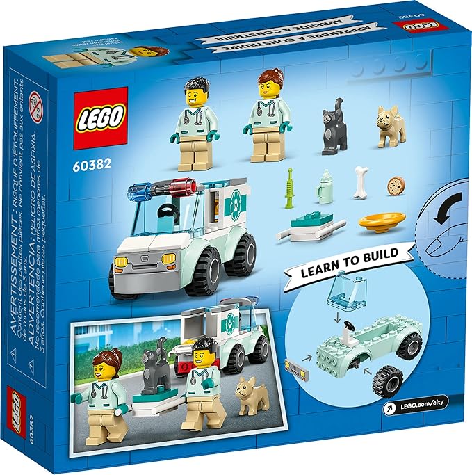 LEGO City Vet Van Rescue 60382 Animal Ambulance Toy Set for Kids Ages 4+ (58pcs) (New, Damaged Retail Box)
