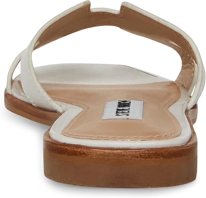 Steve Madden Single Strap Leather Flat Sandals For Women, White - Size 9.5 (Like New)