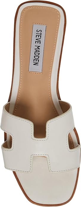 Steve Madden Single Strap Leather Flat Sandals For Women, White - Size 9.5 (Like New)