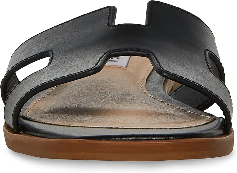 Steve Madden HADY01S1 Single Strap Leather Flat Sandal For Women, Black - Size 7 (Used, No Retail Box)