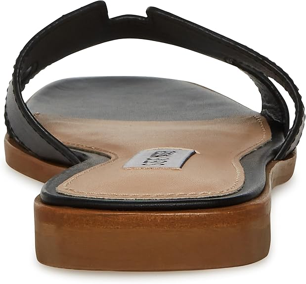 Steve Madden HADY01S1 Single Strap Leather Flat Sandal For Women, Black - Size 7 (Used, No Retail Box)