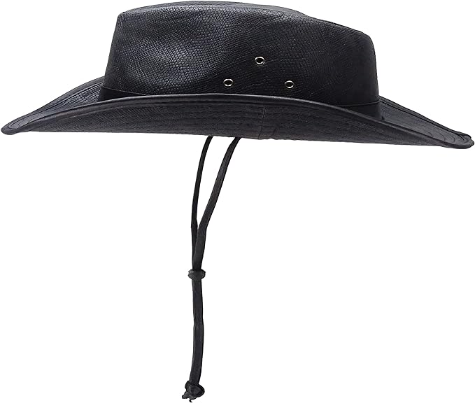 Silver Canyon Men’s Teton Faux Leather Outback Hiking Western Hat w/Chin Cord (New)