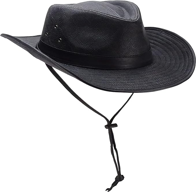 Silver Canyon Men’s Teton Faux Leather Outback Hiking Western Hat w/Chin Cord (New)