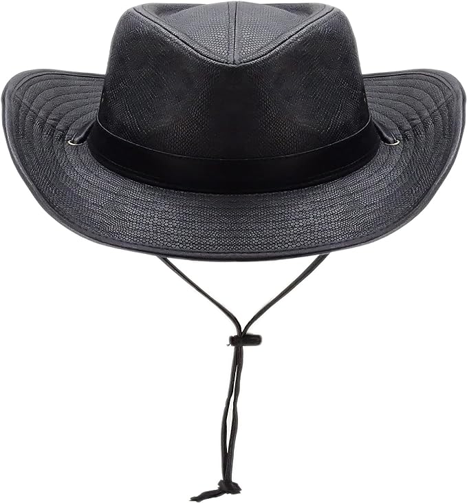Silver Canyon Men’s Teton Faux Leather Outback Hiking Western Hat w/Chin Cord (New)