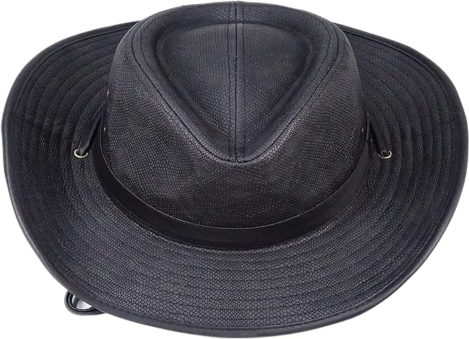 Silver Canyon Men’s Teton Faux Leather Outback Hiking Western Hat w/Chin Cord (New)