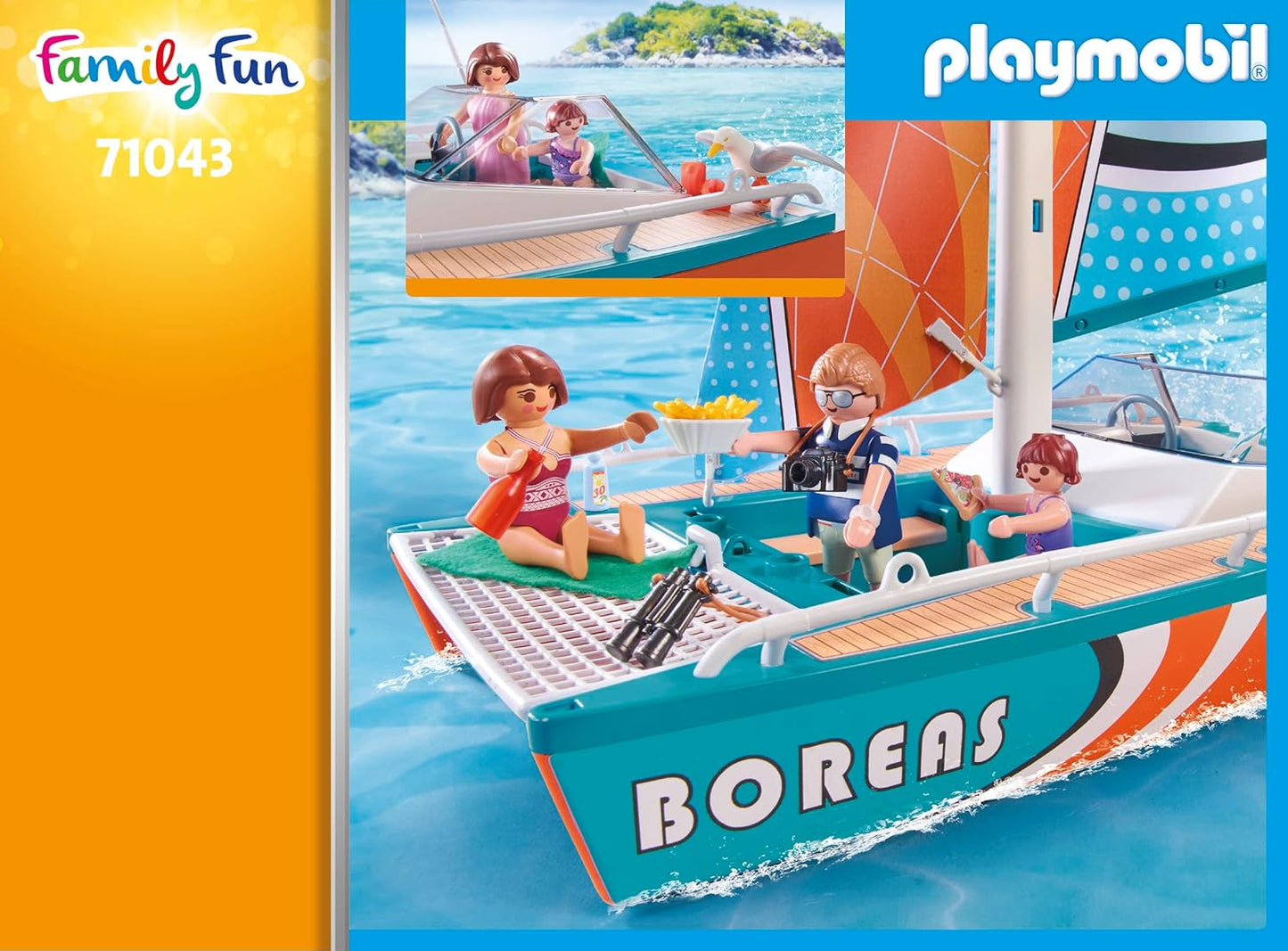Playmobil Catamaran Toys Boat Building Set with Animal Figures for Kids, 53 Pcs (Like New)