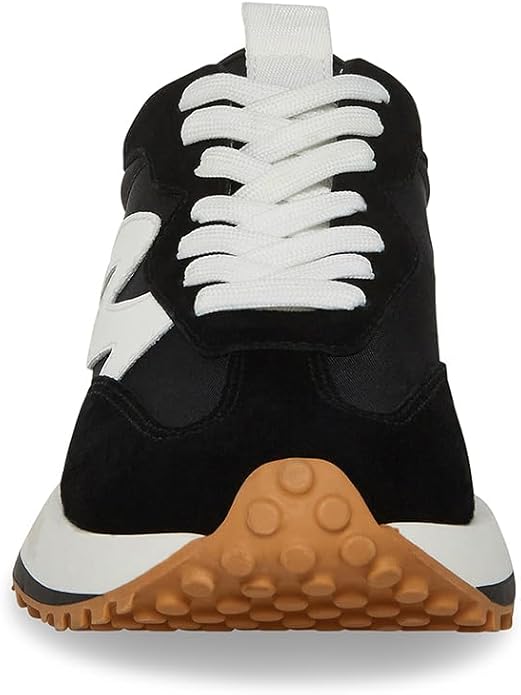 Steve Madden CAMP08S1 Lace-Up Platform Sneakers For Women, Black/White, Size 7.5 (Like New, Damaged Retail Box)