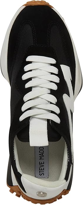 Steve Madden CAMP08S1 Lace-Up Platform Sneakers For Women, Black/White, Size 7.5 (Like New, Damaged Retail Box)