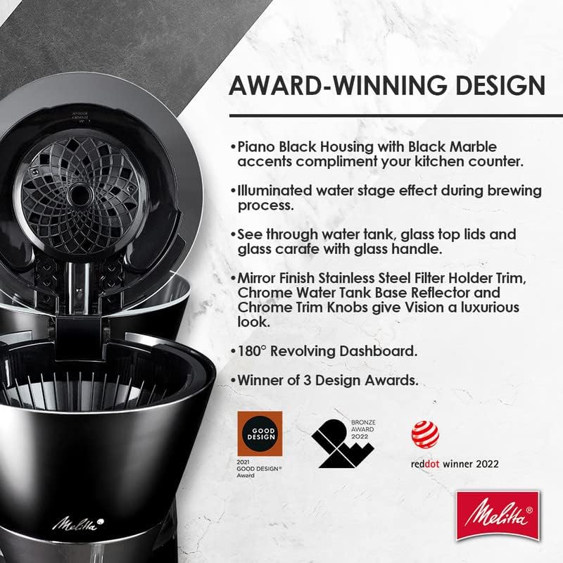 Melitta MCM002WULGB1 Luxe Automatic Drip Coffee Machine, 12 Cups, Black- (Like New)