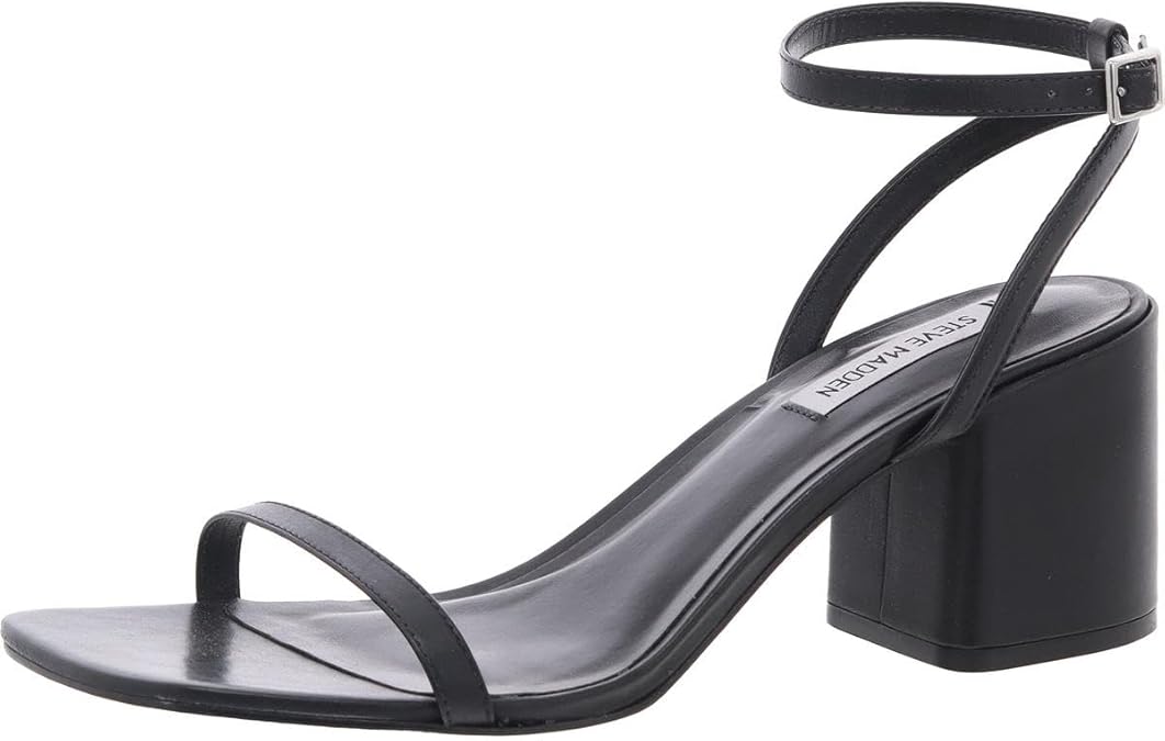 Steve Madden Women's Audrina Heeled Sandal, Rubber Sole, Size 8.5, Black Leather (Like New)