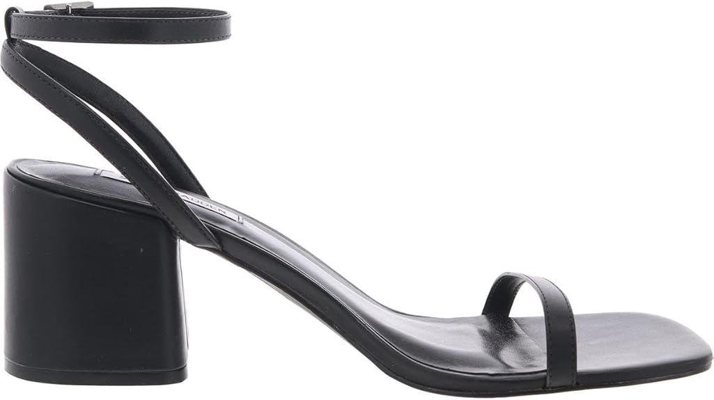 Steve Madden Women's Audrina Heeled Sandal, Rubber Sole, Size 8.5, Black Leather (Like New)