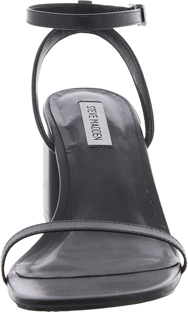 Steve Madden Women's Audrina Heeled Sandal, Rubber Sole, Black Leather, Size 8 (Like New, Damaged Retail Box)