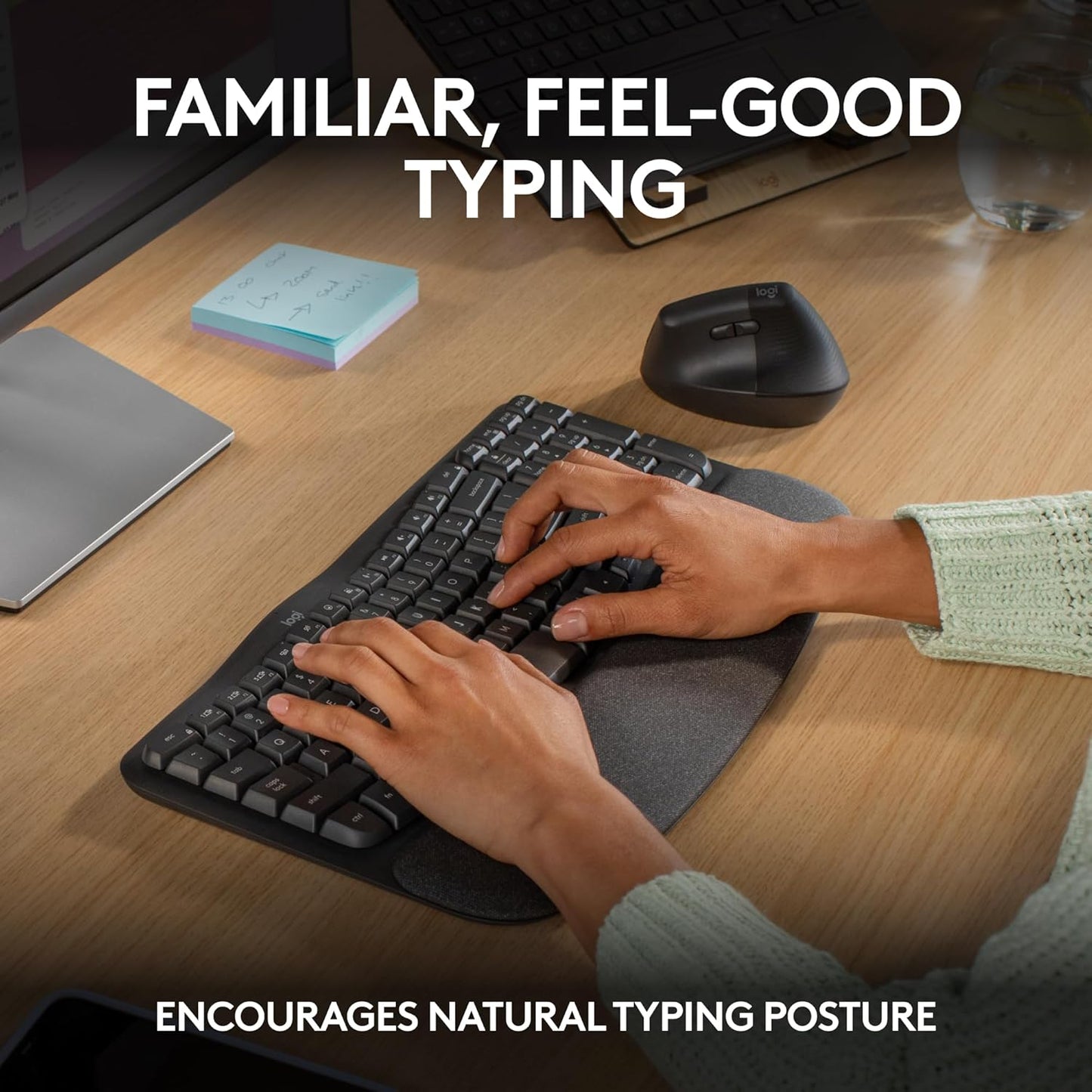 Logitech Wave Keys Wireless Ergonomic Keyboard Fit for Laptop/Desktop - Graphite (New)
