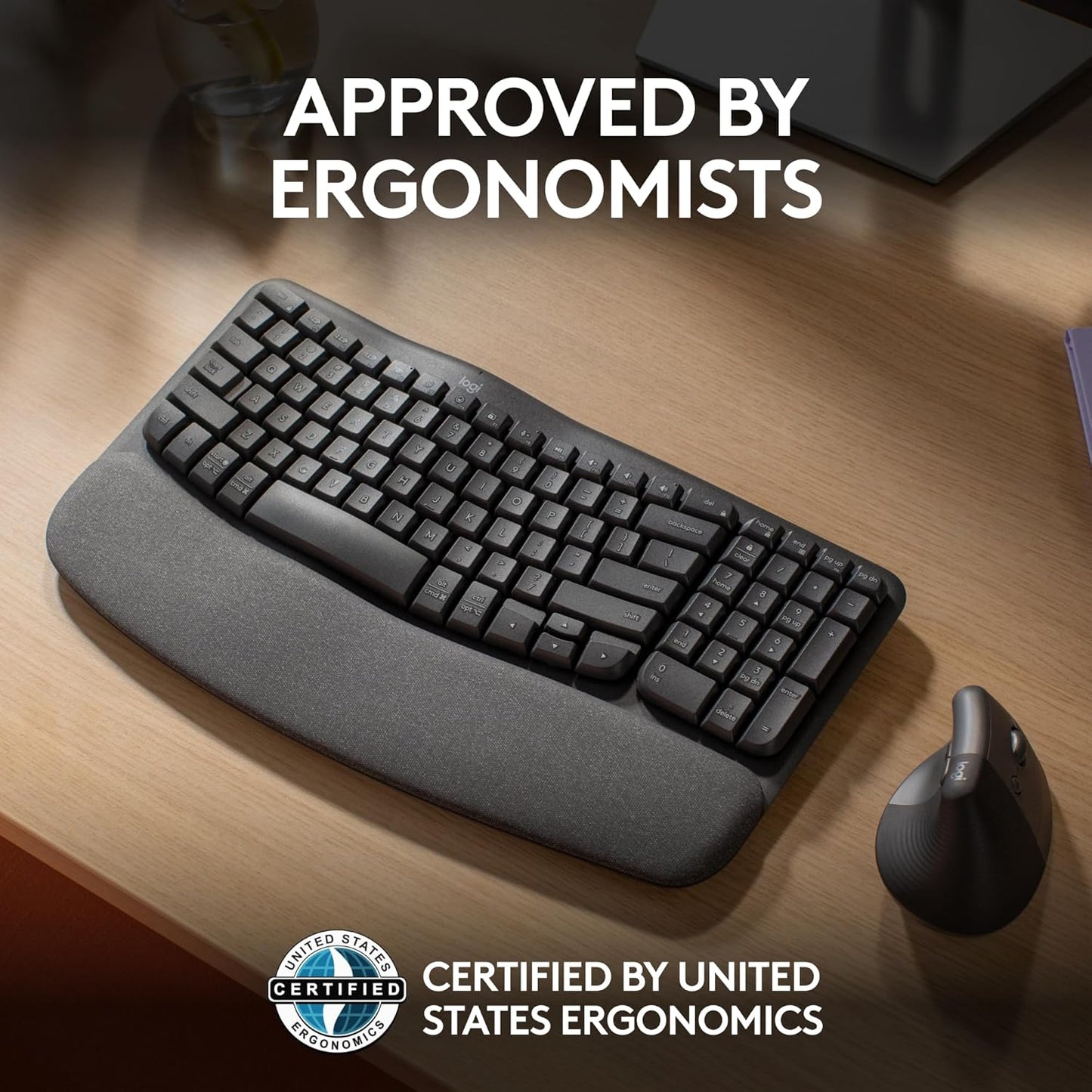 Logitech Wave Keys Wireless Ergonomic Keyboard Fit for Laptop/Desktop - Graphite (New)