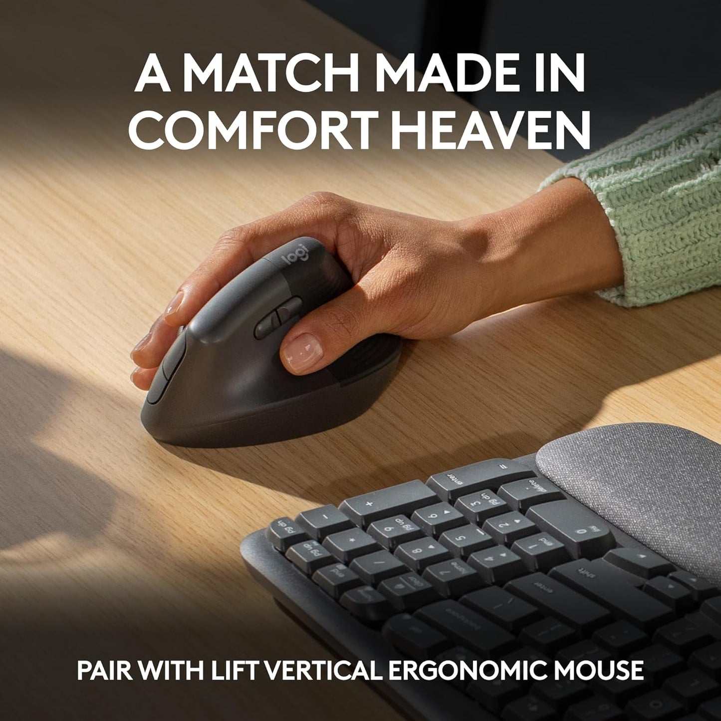 Logitech Wave Keys Wireless Ergonomic Keyboard Fit for Laptop/Desktop - Graphite (New)