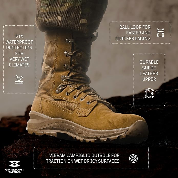 GARMONT T8 Extreme EVO GTX Tactical Combat Boots for Men/Women, Size 11 - Coyote (Like New)