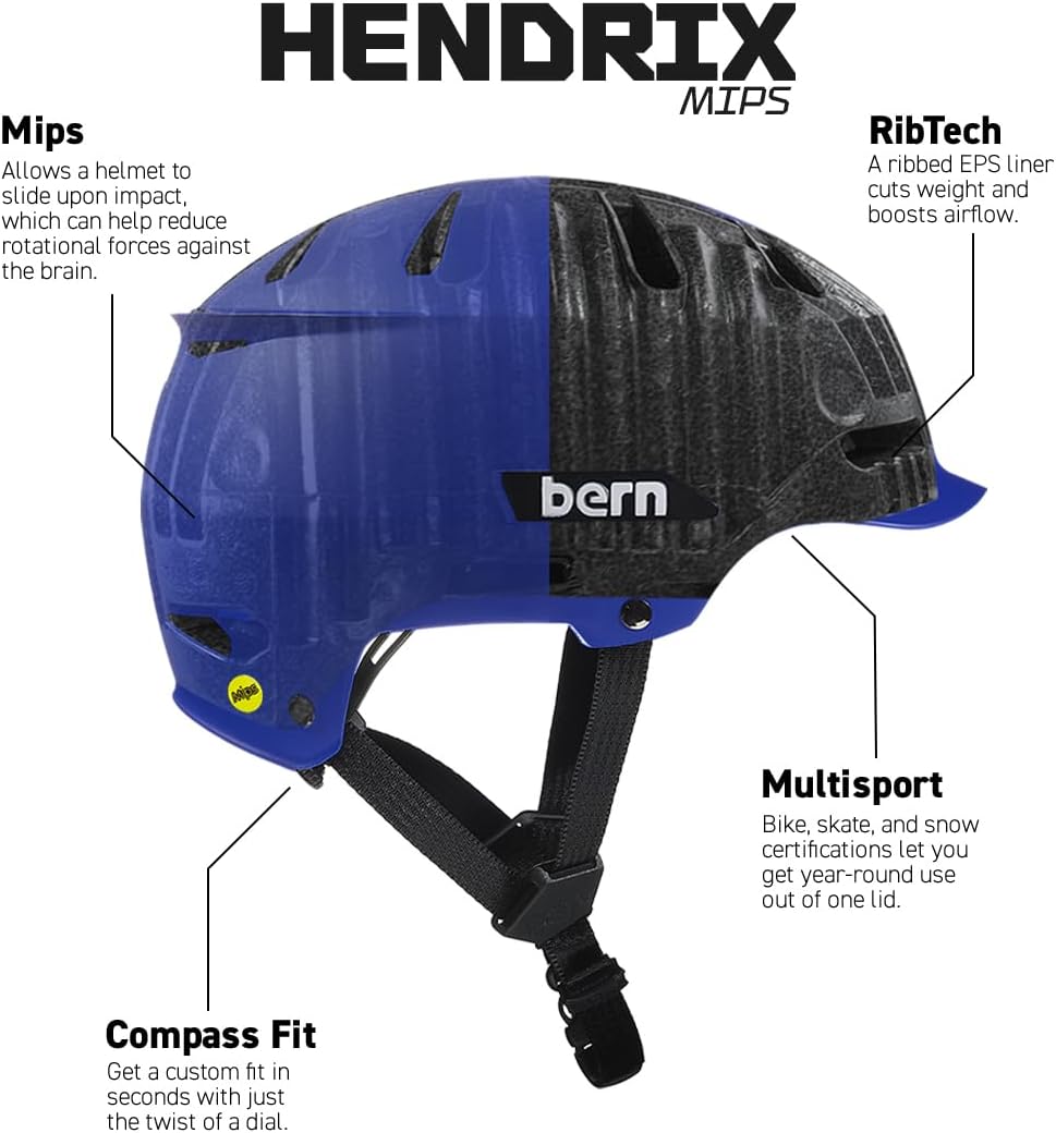 BERN Hendrix MIPS Ventilation Adult Bike Helmet, Small Size - MIPS Matte Black (Like New)